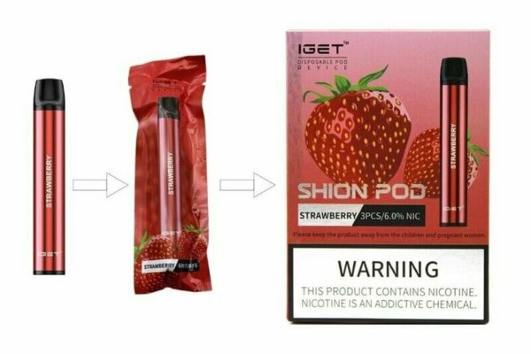 3 x IGET Shion 600 Puff - Strawberry